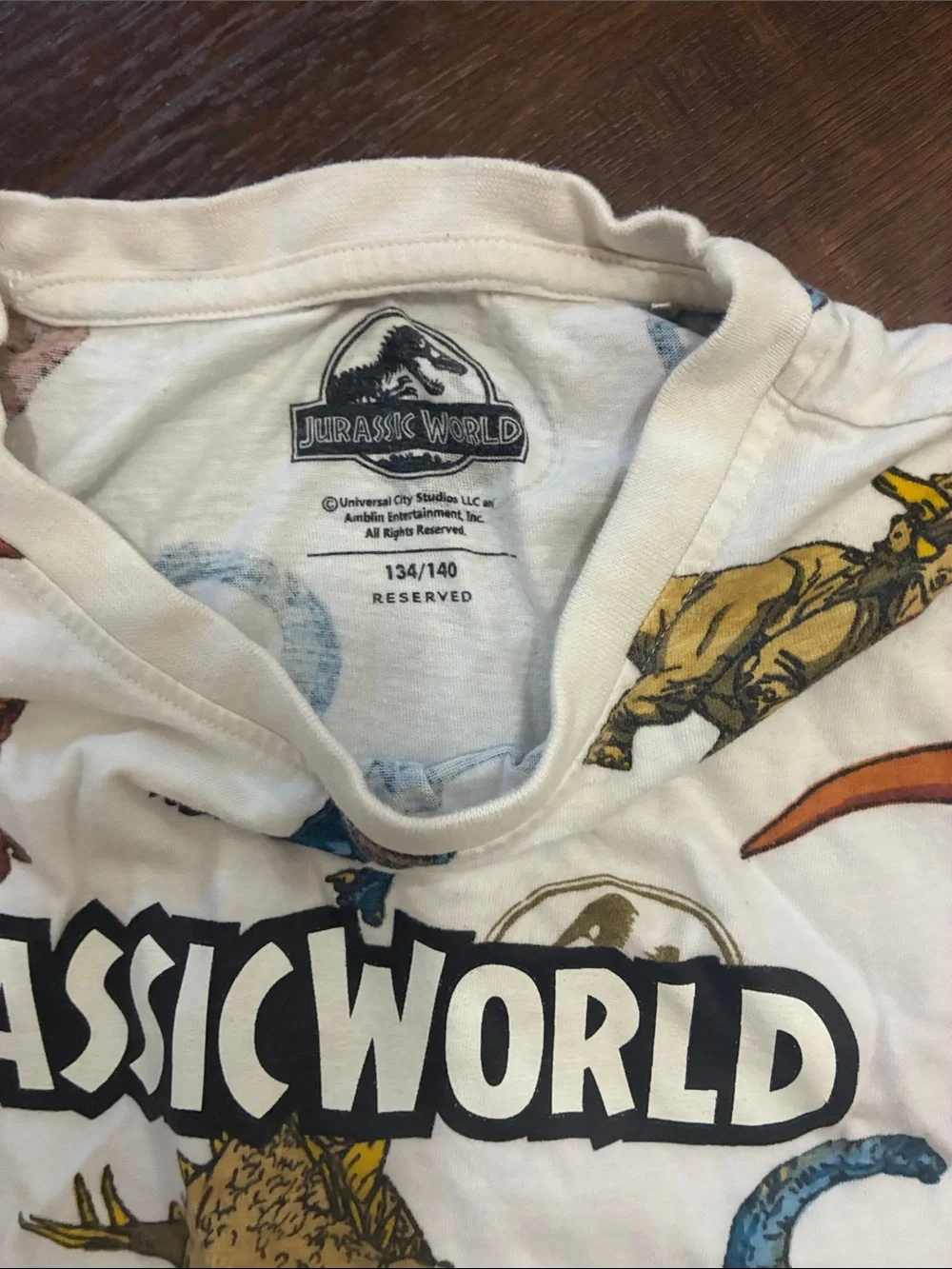 Jurassic World 2 Piece Dinosaur Shirt & Shorts Set Sz 10-12 100% Cotton